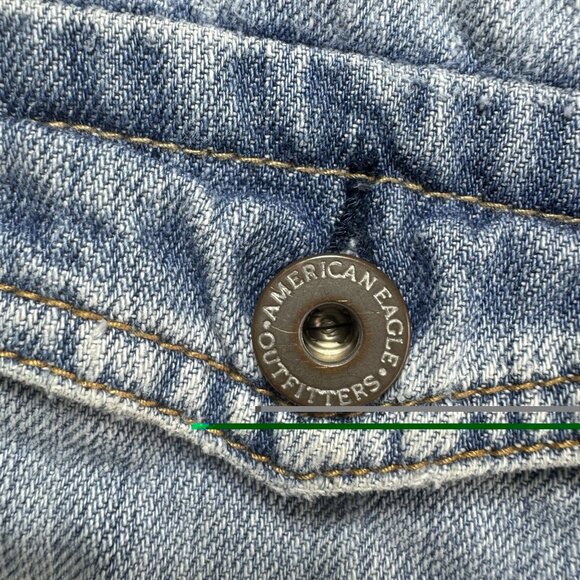 VTG Y2K 2000s American Eagle Skirt Size 8 Low Rise Denim Jean Distressed Light - Picture 5 of 8